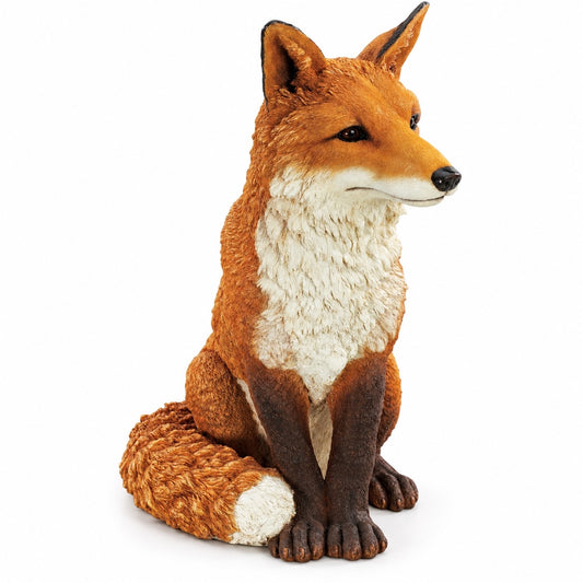 Seated Woodland Fox Garden Statue, 18-Inch