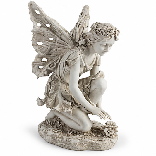 Kneeling Flower Fairy Garden Statue, 17-Inch