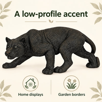 26-Inch-Wide Prowling Black Panther Garden Statue