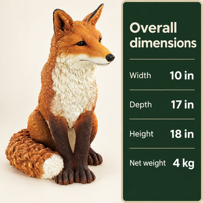 Seated Woodland Fox Garden Statue, 18-Inch