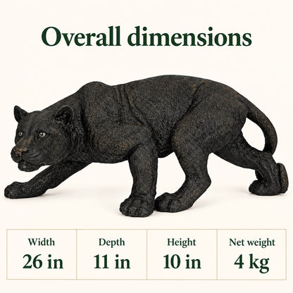 26-Inch-Wide Prowling Black Panther Garden Statue