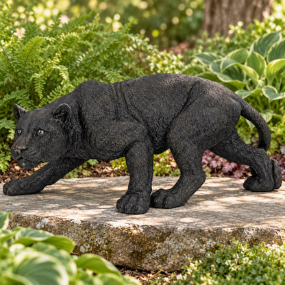 26-Inch-Wide Prowling Black Panther Garden Statue