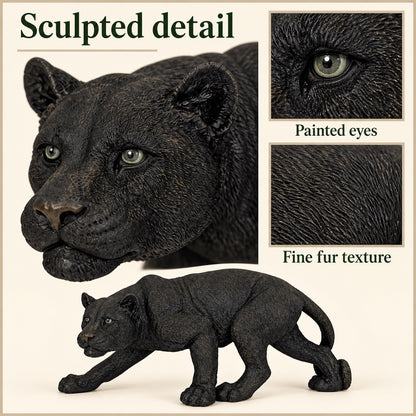 26-Inch-Wide Prowling Black Panther Garden Statue