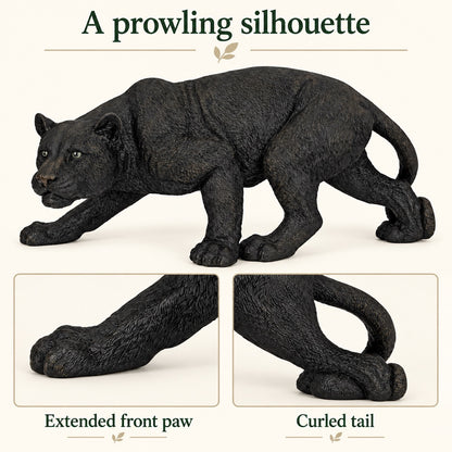 26-Inch-Wide Prowling Black Panther Garden Statue
